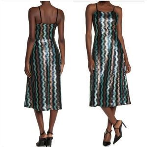 Walter Baker Isadora Sequins Holiday Cocktail Midi Dress Size 4